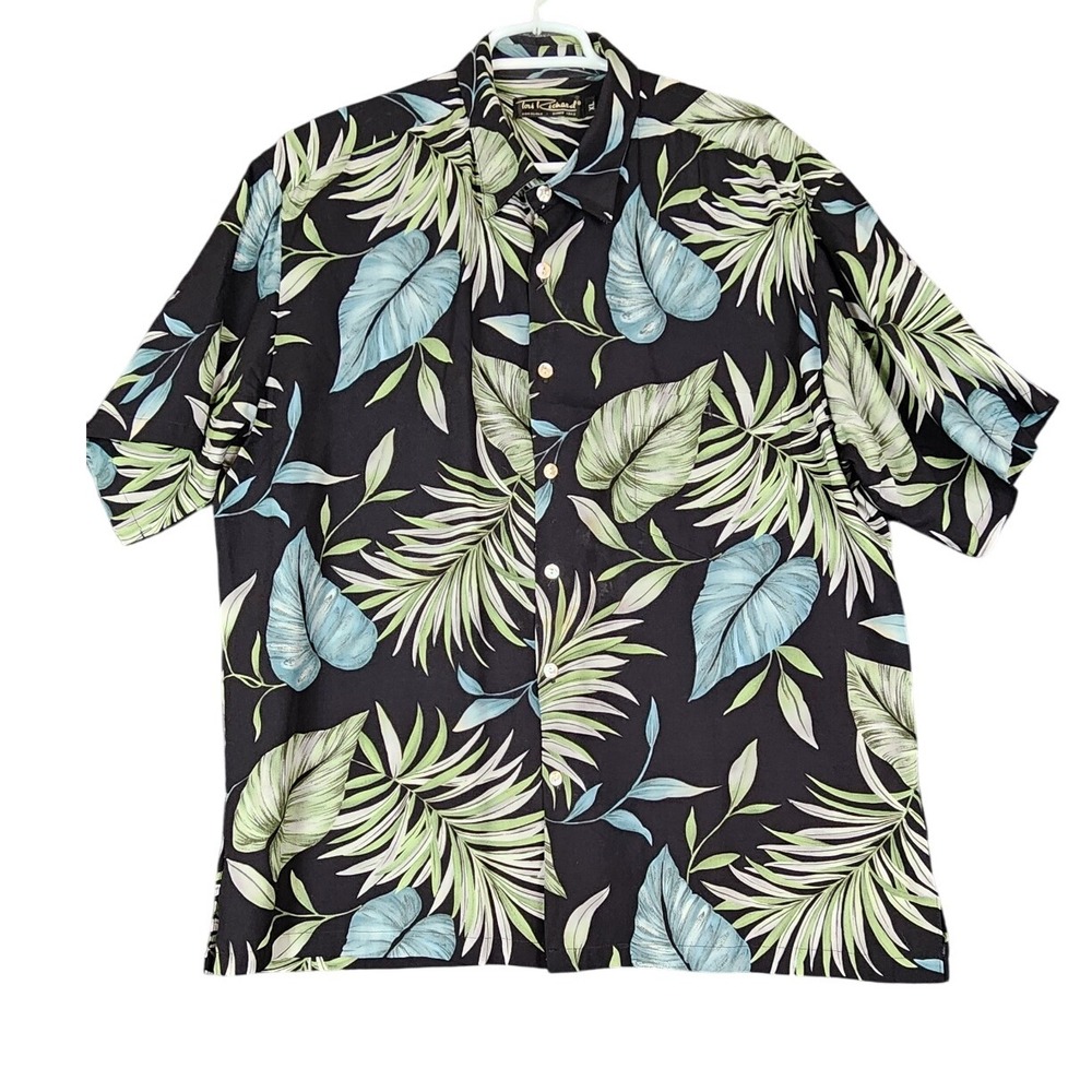 Tori Richard Honolulu Leaf Print‎ Hawaiian Shirt Button Up Mens XL